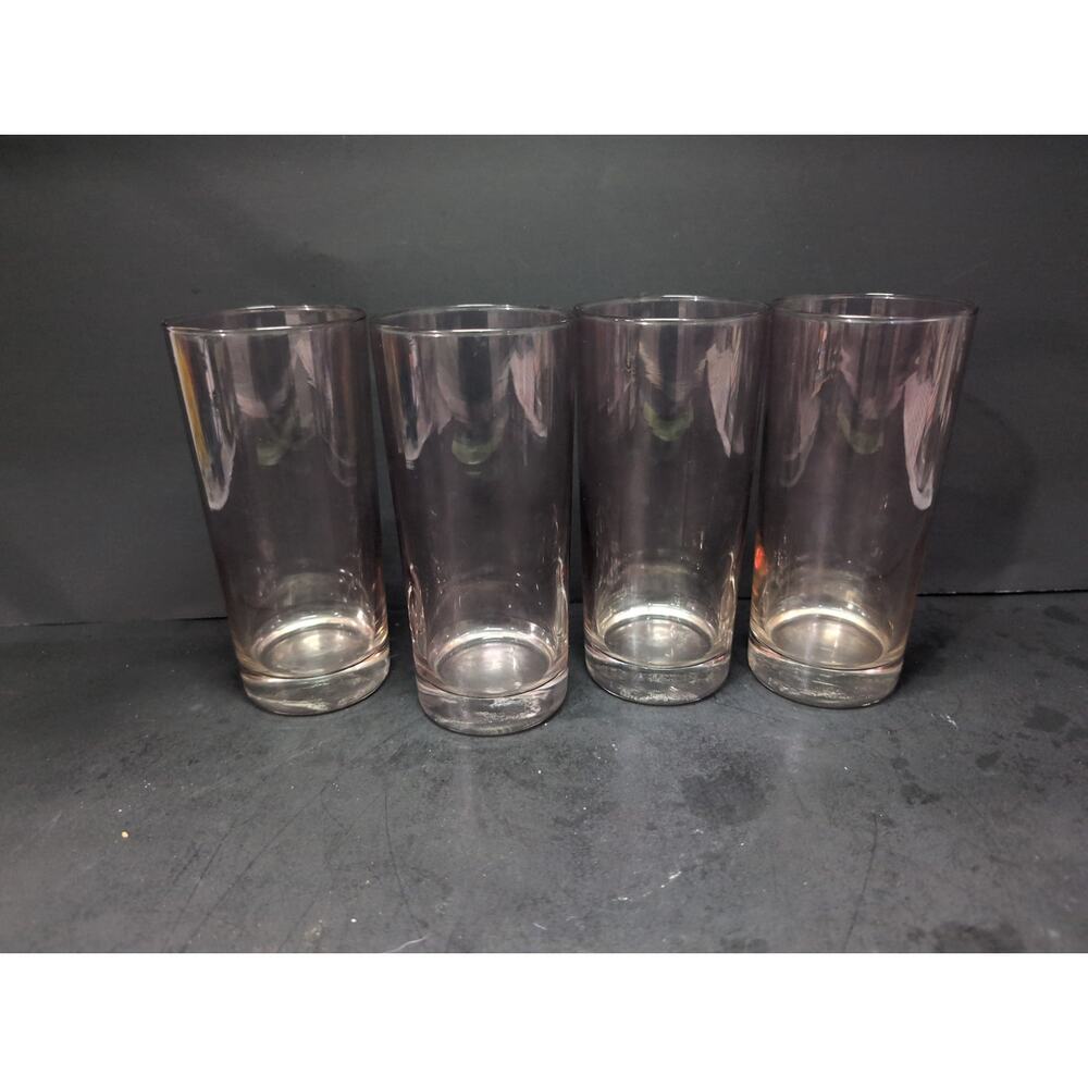 Libbey Ombre Pink Tumbler Glasses, Set of 4 Drinking Cups, 16 oz Vintage Barware